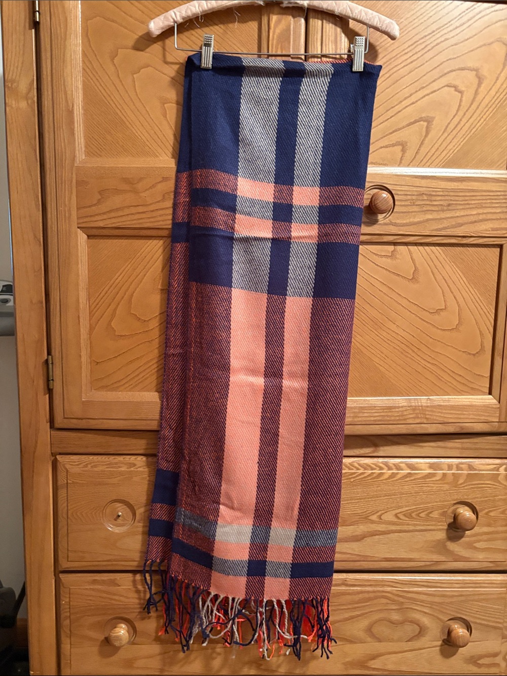 Plaid Scarf with Fringe